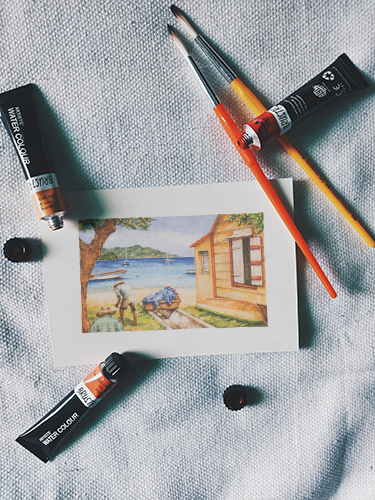 Aquarelle - baie des saintes