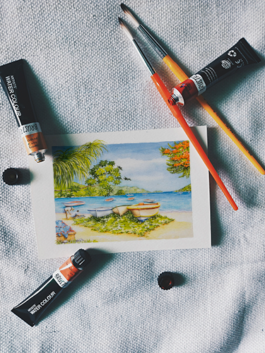 Aquarelle - Bord de mer