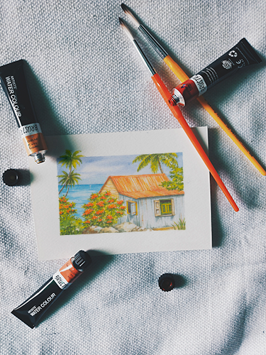 Aquarelle - Kaz bord de mer