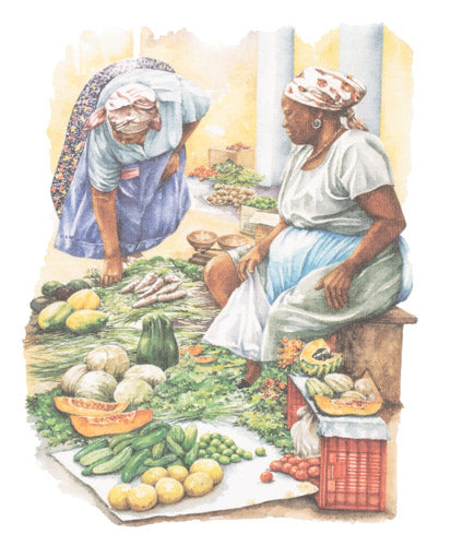 Aquarelle - marché aux légumes