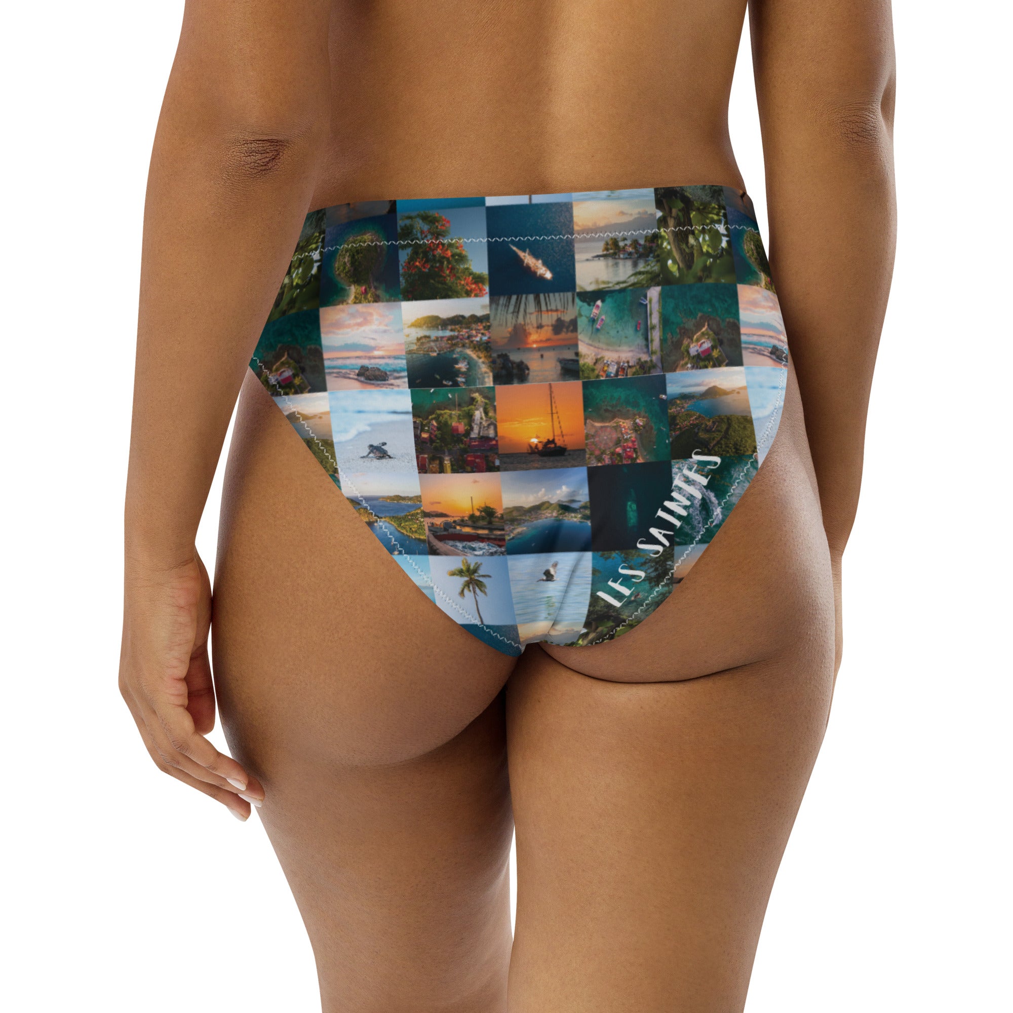 Bas de maillot de bain éco-responsable taille haute all over