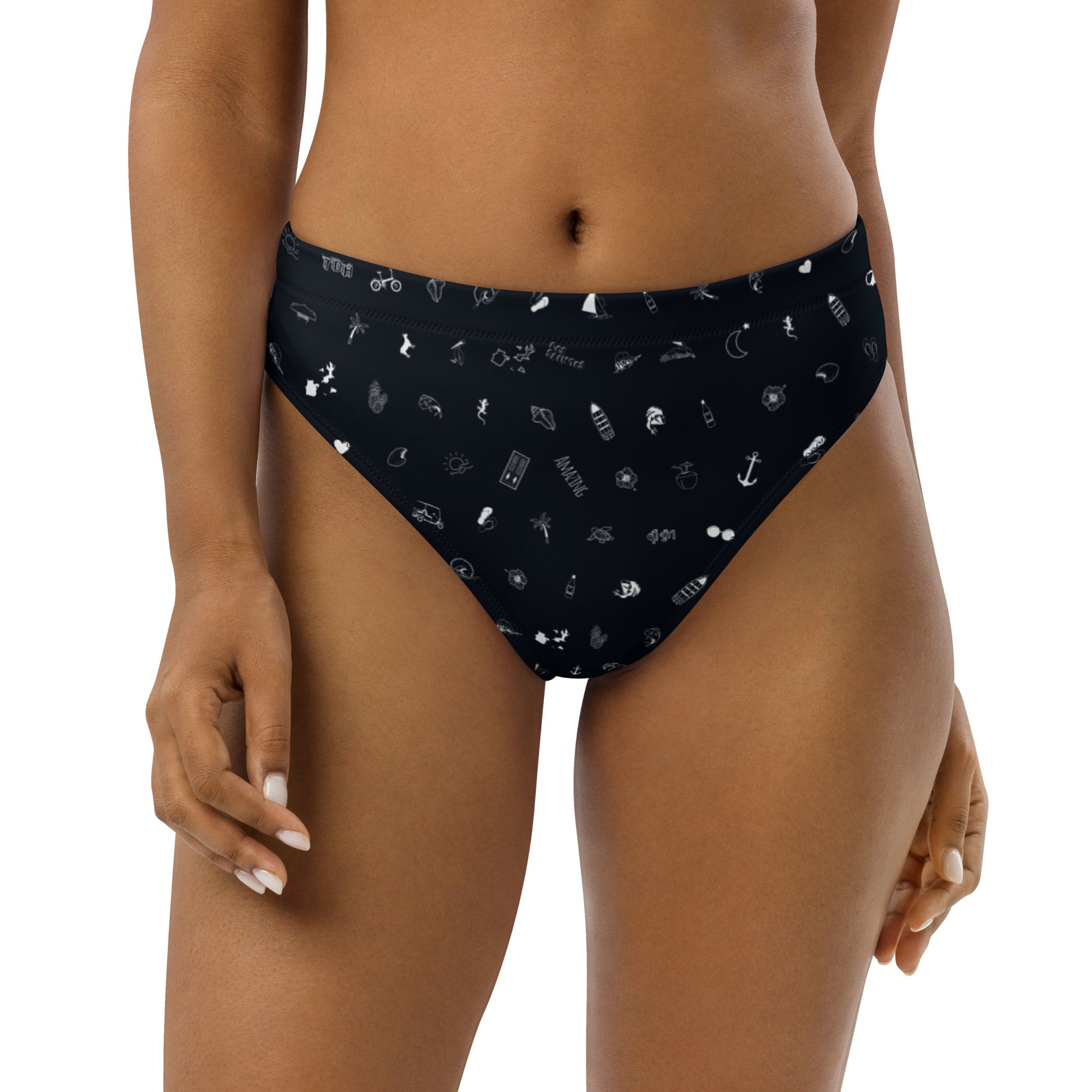 Bas de maillot de bain éco-responsable taille haute all over