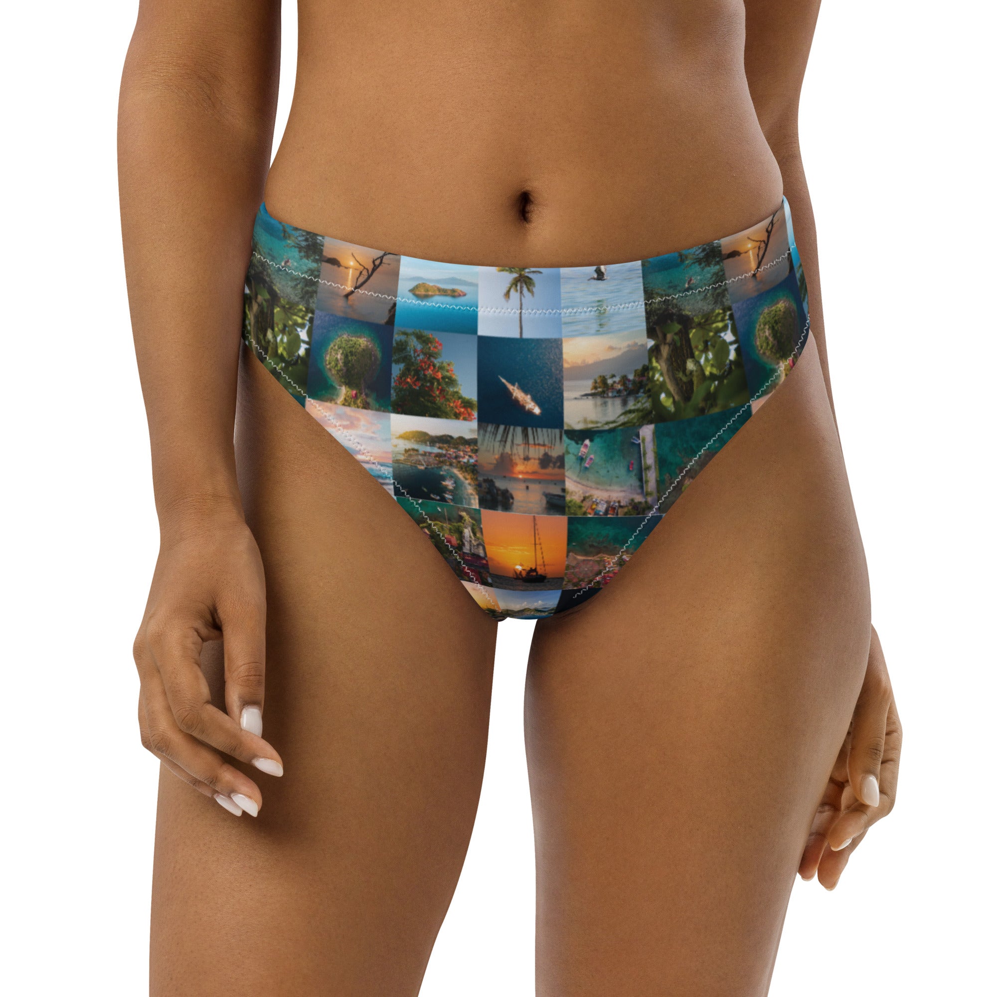 Bas de maillot de bain éco-responsable taille haute all over