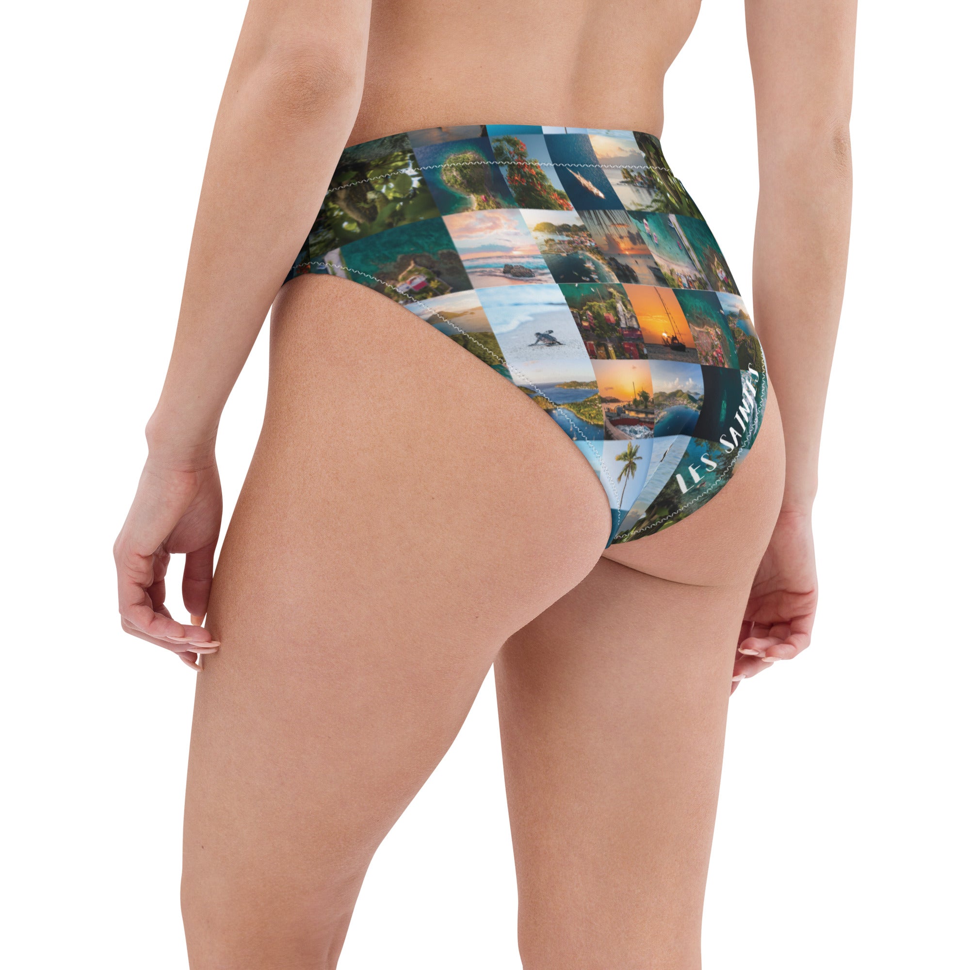 Bas de maillot de bain éco-responsable taille haute all over