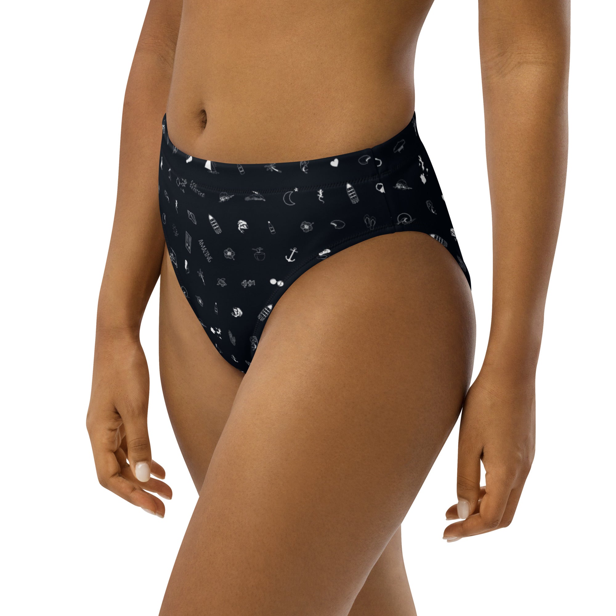 Bas de maillot de bain éco-responsable taille haute all over