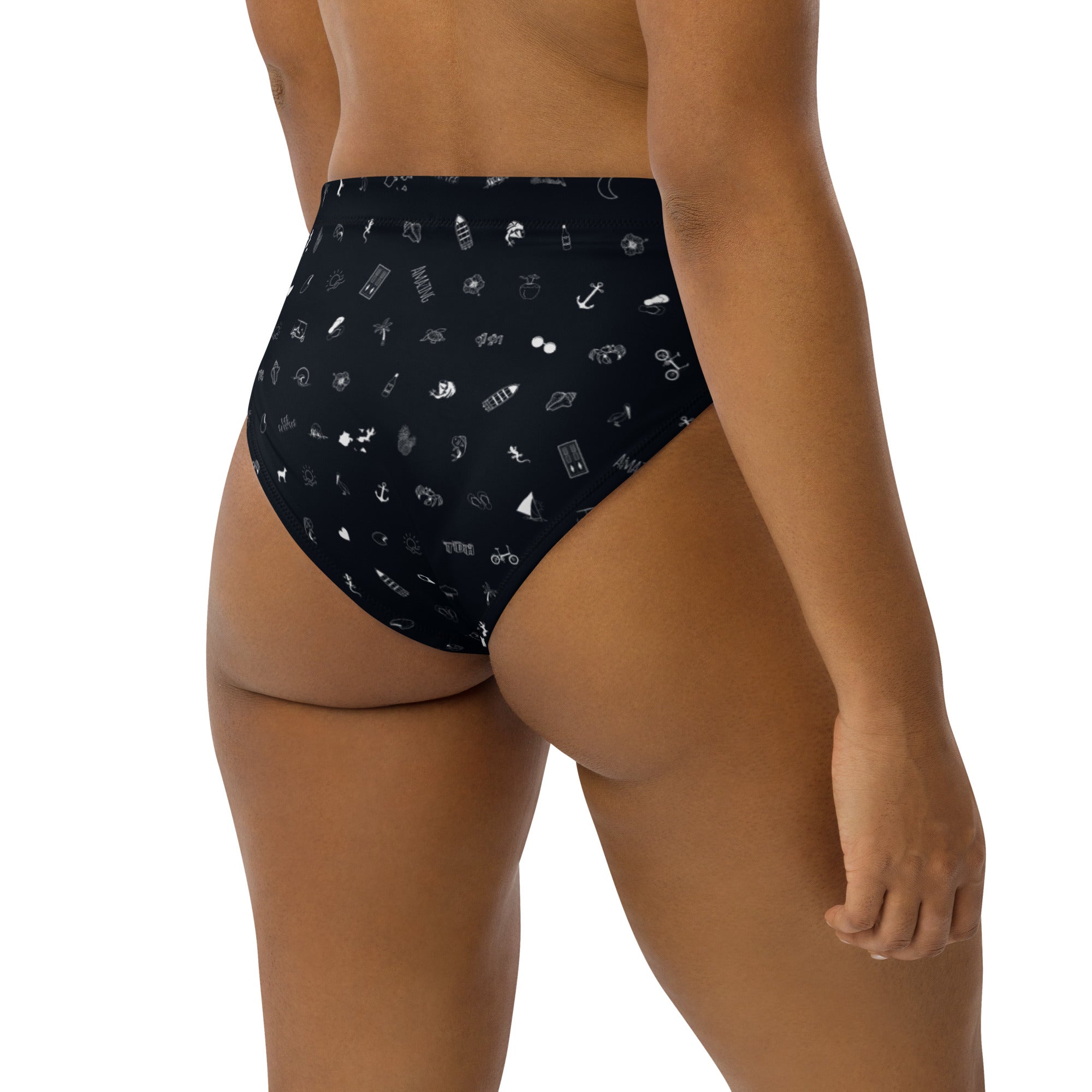 Bas de maillot de bain éco-responsable taille haute all over