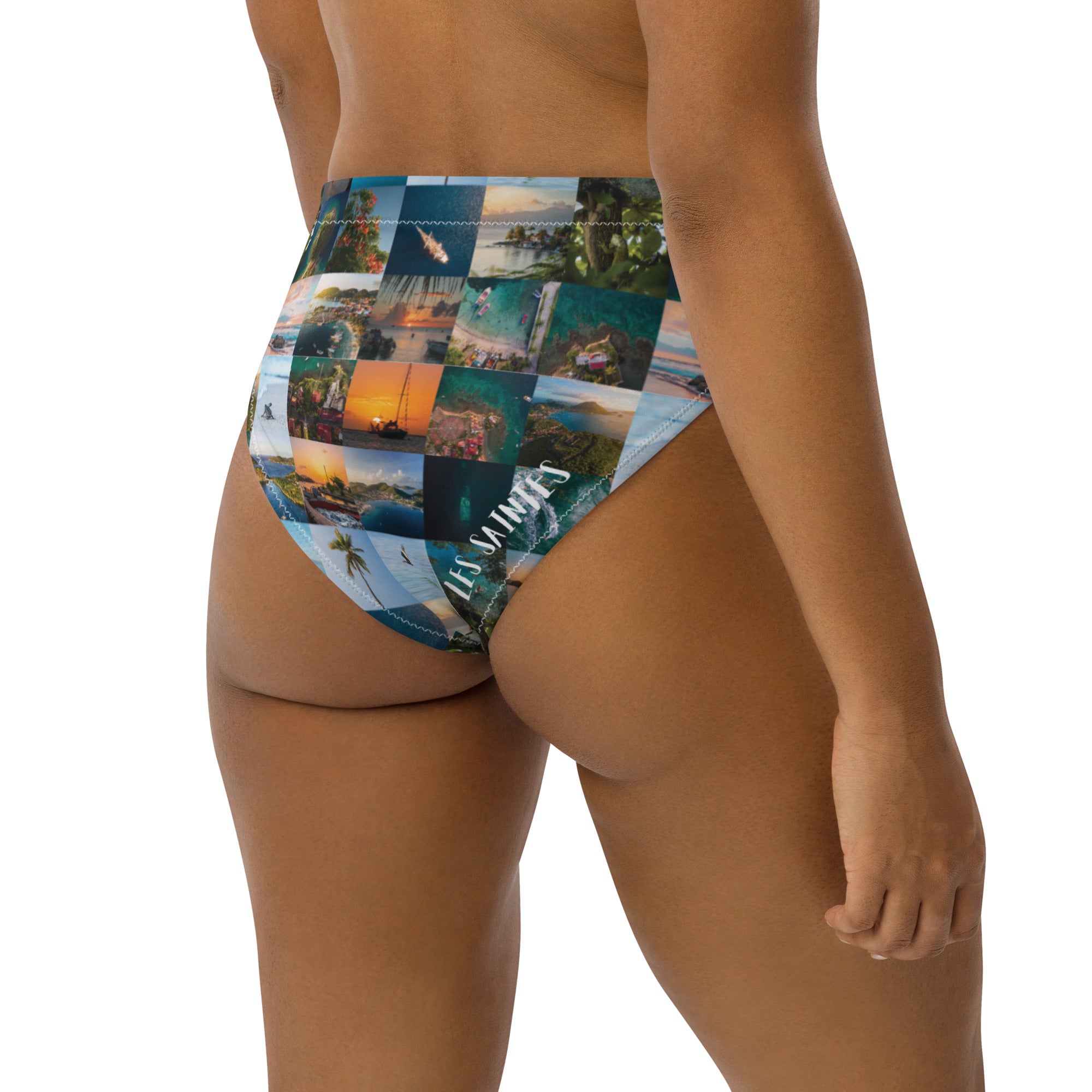 Bas de maillot de bain éco-responsable taille haute all over